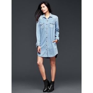 Gap denim western shirt dress, medium indigo wash, size S